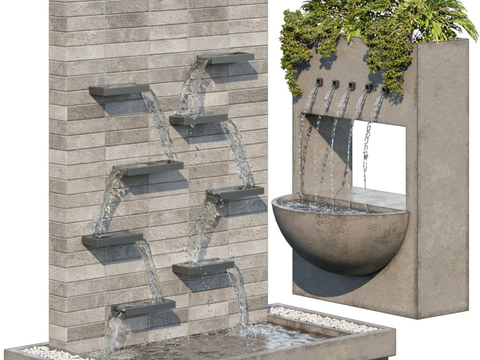  现代流水景观小品3d模型 