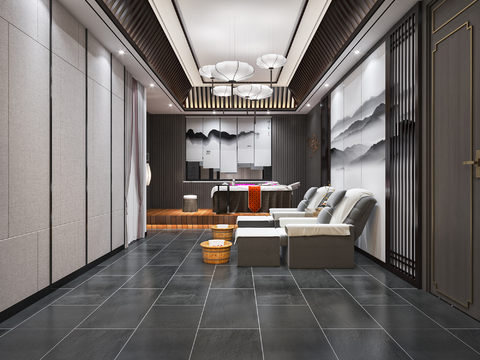  新中式足疗房 沐足房3d模型 