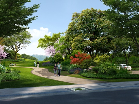  现代公园园林景观psd 