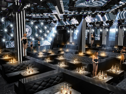  现代酒吧夜店3d模型 