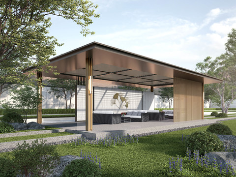  现代亭子 休闲凉亭3d模型 