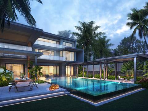  现代庭院花园园林景观psd 