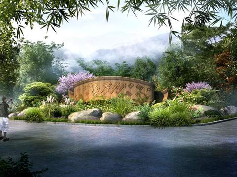  现代景观牌坊美丽乡村psd 