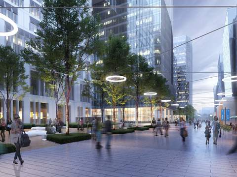  现代商业街景观psd 