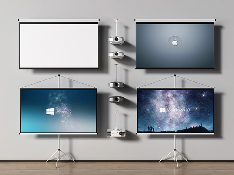  现代投影幕布投影机3d模型 