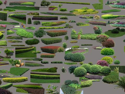  灌木球 花坛 绿化带psd 