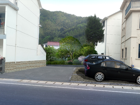  现代住宅楼停车场psd 