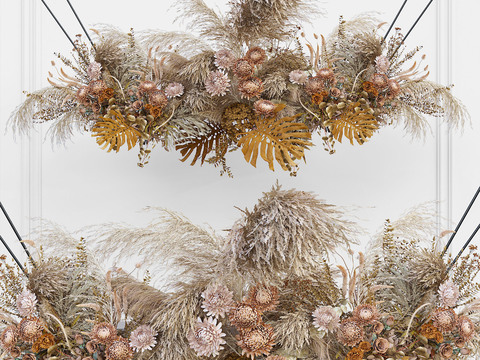  现代干花植物吊篮3d模型 