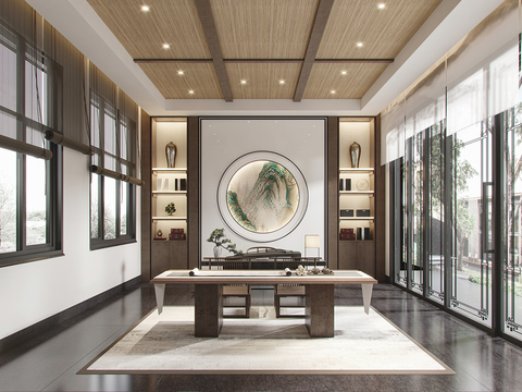 新中式会所会客室茶室3d模型 