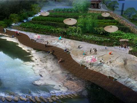  现代湿地园林鸟瞰psd 