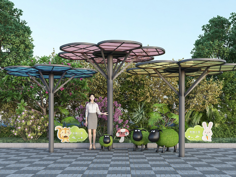  异形廊架 景观廊架3d模型 