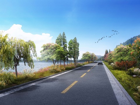  现代道路桥梁景观psd 