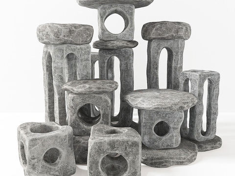  景观石 石柱3d模型 