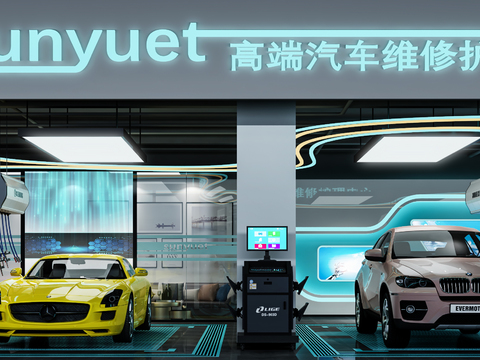  现代洗车店3d模型 