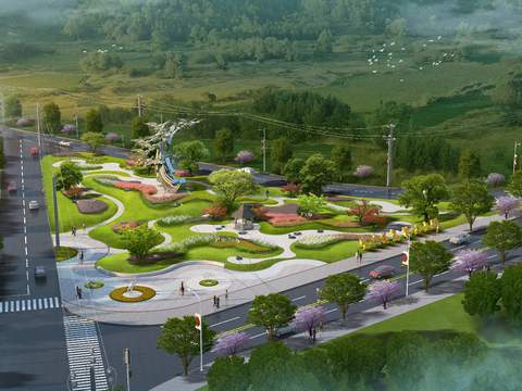  道路公路 标识雕塑psd 