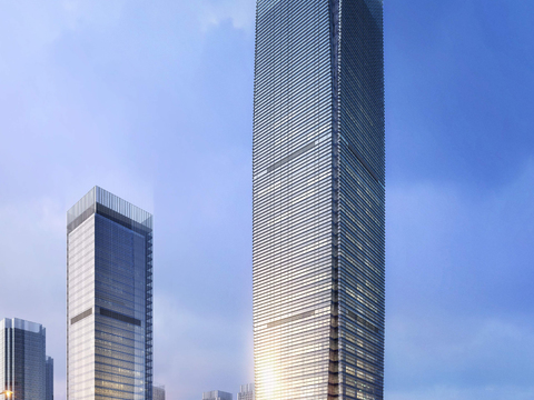  现代高层办公楼建筑外观psd 