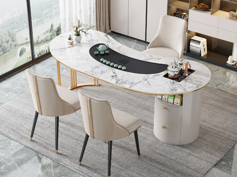 现代大理石茶桌椅3d模型