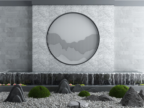  新中式庭院水景小品3d模型 