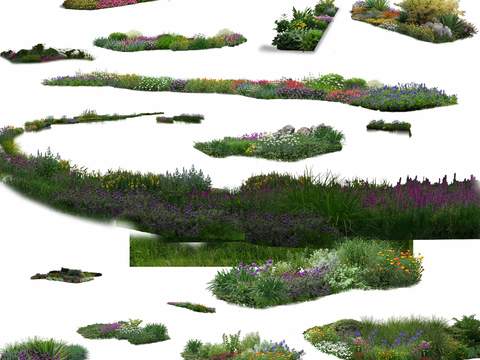  现代绿植花卉灌木丛psd 