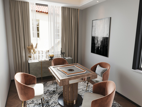  现代棋牌室3d模型 