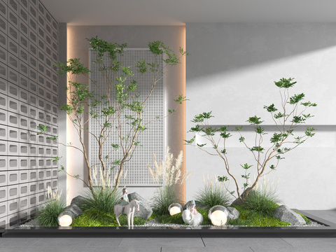  现代绿植景观小品3d模型 