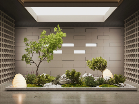  现代室内天井植物景观小品3d模型 