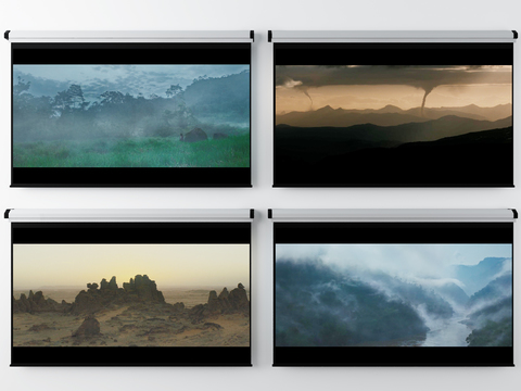  现代投影仪 幕布3d模型 