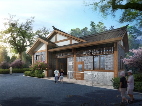  现代公厕外观psd 