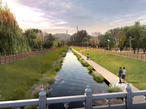  现代河景 河道psd 