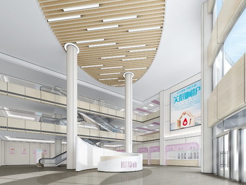  现代妇幼医院大厅3d模型 