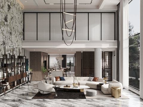  现代别墅大堂3d模型 