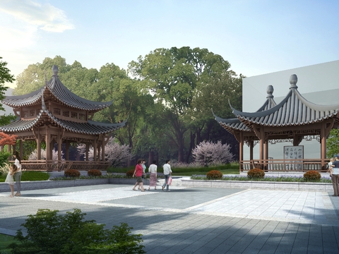  公园 凉亭 亭子PSD 