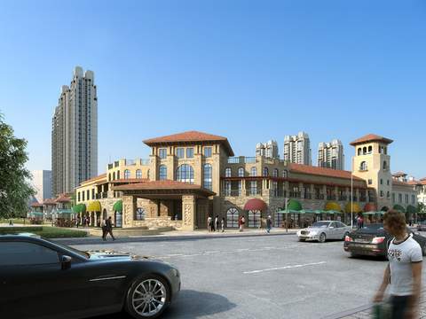 欧式商业楼建筑外观psd 
