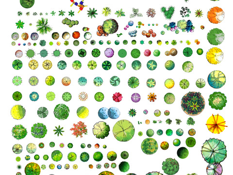  现代经典平面植物景观psd 