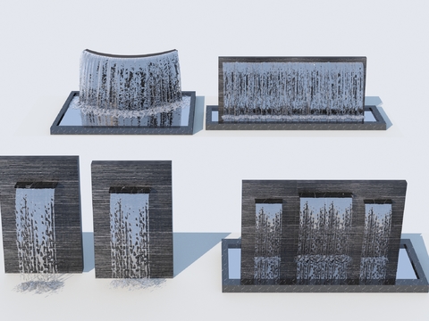  流水景墙 喷泉 跌水3d模型 