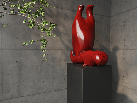  河马雕塑 艺术摆件3d模型 