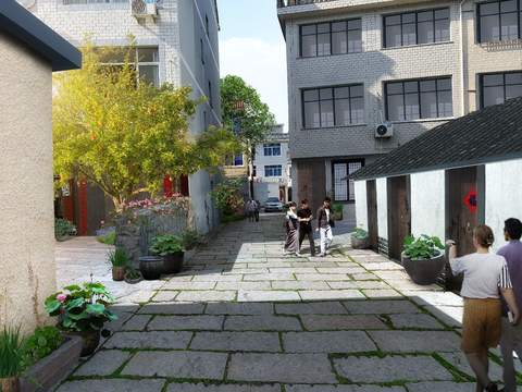  美丽乡村 巷子长廊psd 