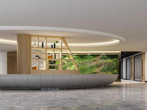  办公大厅 水吧区3d模型 