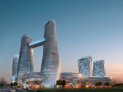  现代商业楼建筑外观psd 