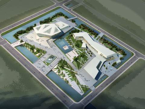  现代建筑园林平面景观图psd 