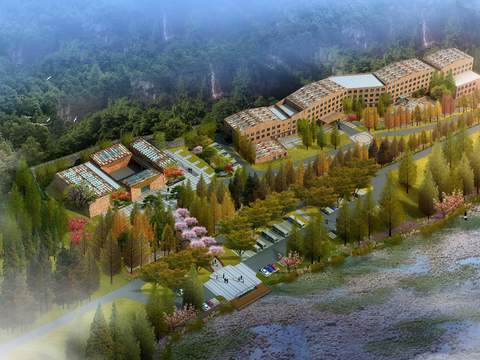  现代公园园林鸟瞰psd 