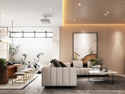  现代别墅地下室影音室3d模型 