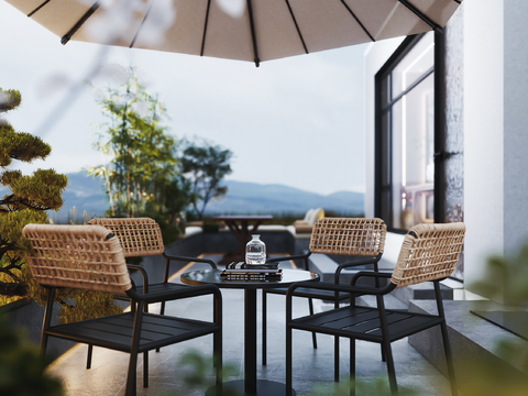  现代露天阳台 花园3d模型 