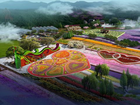  现代园林景观鸟瞰psd 