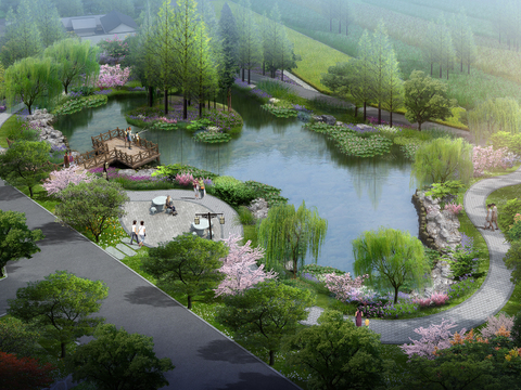  现代乡村改造景观psd 