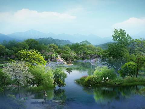  现代生态新农村园林景观psd 