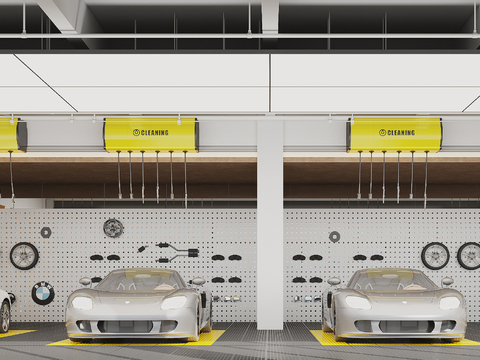  汽车美容店 汽修店3d模型 