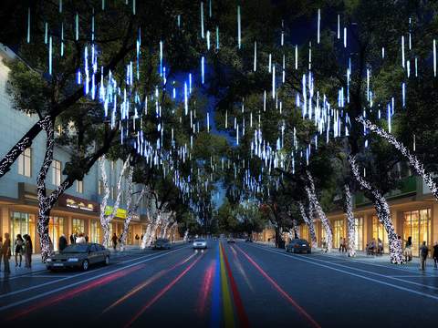  现代道路桥梁夜景psd 