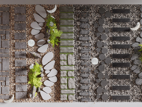  景观石头小路 汀步小路 鹅卵石3d模型 