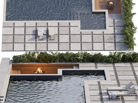  景观水池 露天泳池3d模型 